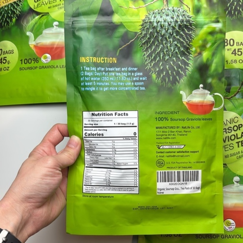 5x Organic Soursop Graviola Leaves Tea Pack of 30 Bags / NalLife - Picture 4 of 6